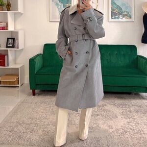 Jeffrey Banks Ultra Suede Grey Trench Coat Size M